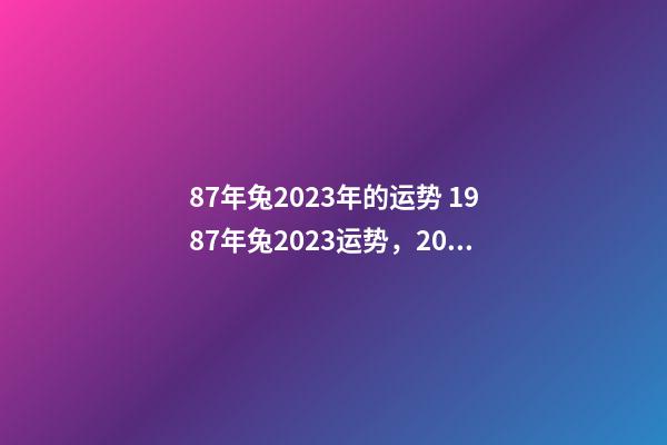 87年兔2023年的运势 1987年兔2023运势，2023年兔年运势及运程-第1张-观点-玄机派